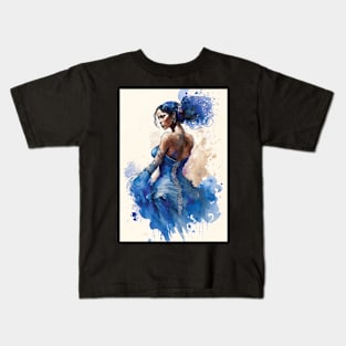 Flamenco Dancer - Watercolor Blue Kids T-Shirt